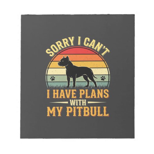 Pitbull Plans Vintage Sunset Dog Lover Notepad
