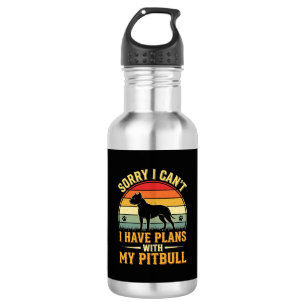 Pitbull Plans Vintage Sunset Dog Lover Stainless Steel Water Bottle