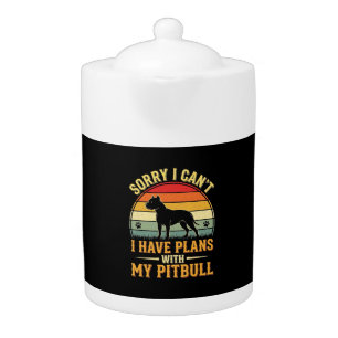 Pitbull Plans Vintage Sunset Dog Lover Teapot