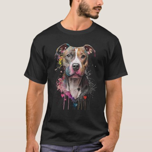 Pitbull Portrait Cute Happy Dog Mom Mothers Day Th T_Shirt