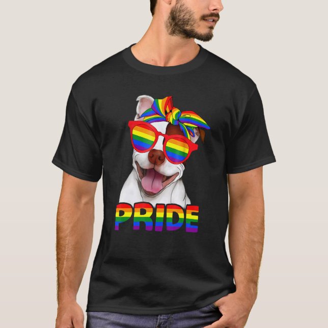 Pitbull Pride Dog Mom Rainbow Lgbt Gay Pride Month T-Shirt (Front)