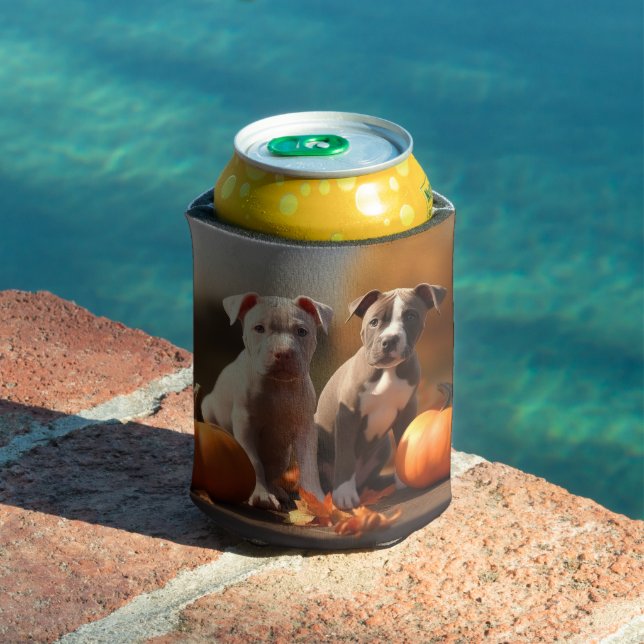 Pitbull Puppy Autumn Delight Pumpkin  Can Cooler (In Situ Pool)