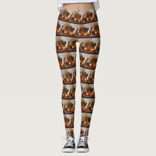 Pitbull Puppy Autumn Delight Pumpkin Leggings