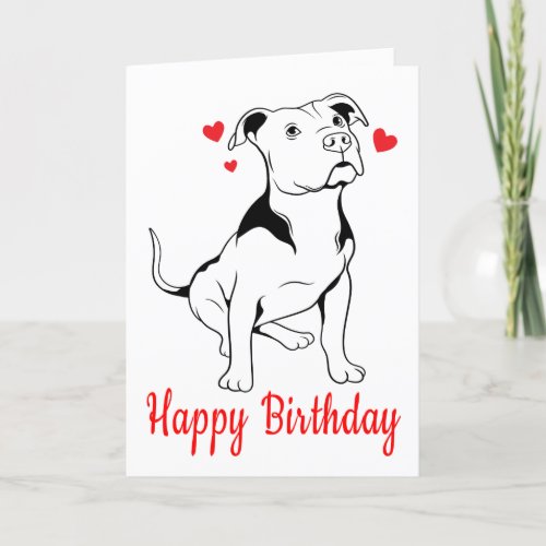  Pitbull Puppy Birthday Pittie Pit Bull Dog Lovers Card