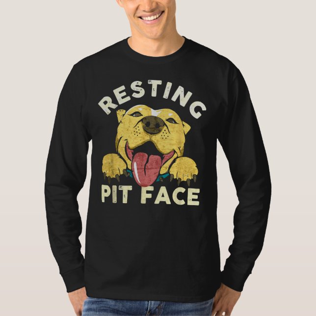 Pitbull Puppy Resting Pit Face Funny Distressed Do T-Shirt (Front)