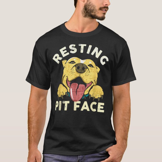Pitbull Puppy Resting Pit Face Funny Distressed Do T-Shirt (Front)
