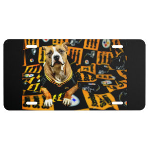 Pitbull Rescue Dog Football Fanatic License Plate