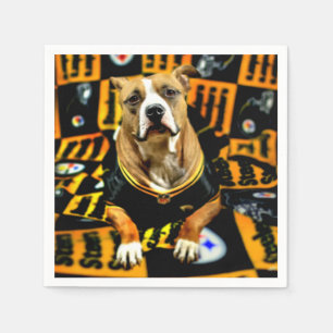 Pitbull Rescue Dog Football Fanatic Paper Napkins