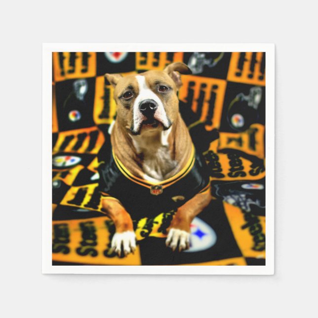 Pitbull Rescue Dog Football Fanatic Paper Napkins (Front)