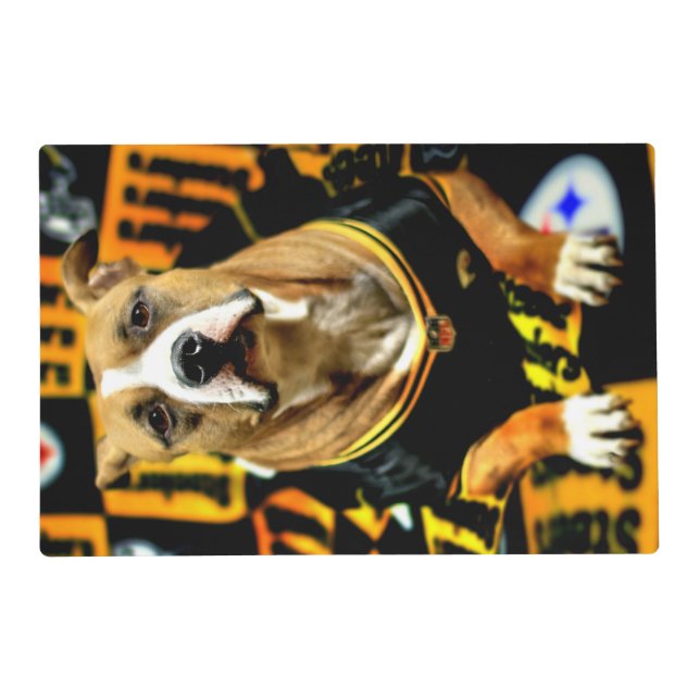 Pitbull Rescue Dog Football Fanatic Placemat (Front)