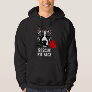 Pitbull Rescue Pit Face   Funny Cute Pitbull Lover Hoodie