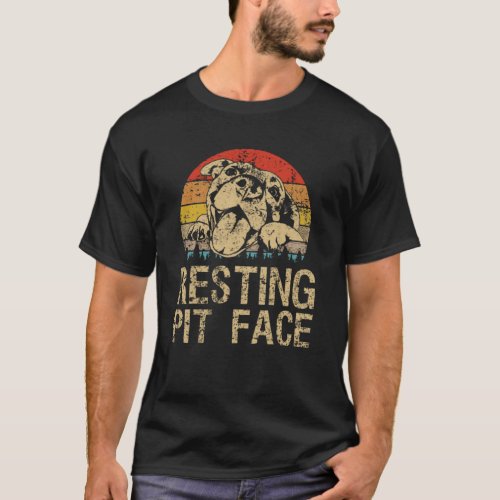 Pitbull Resting Pit Face _ Vintage Funny Pitbull L T_Shirt