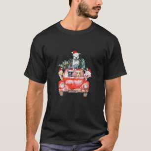 Pitbull Riding Red Truck Christmas Tree Santa Pitb T-Shirt
