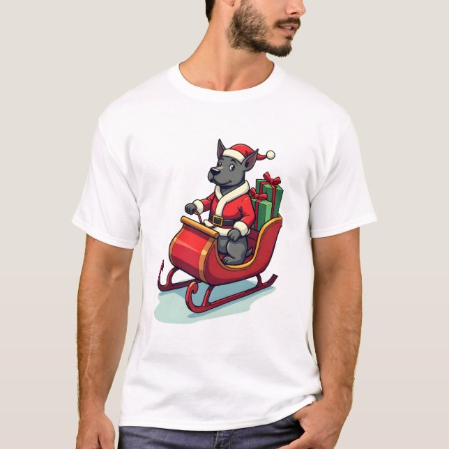 Pitbull Santa Ride T-Shirt (Front)