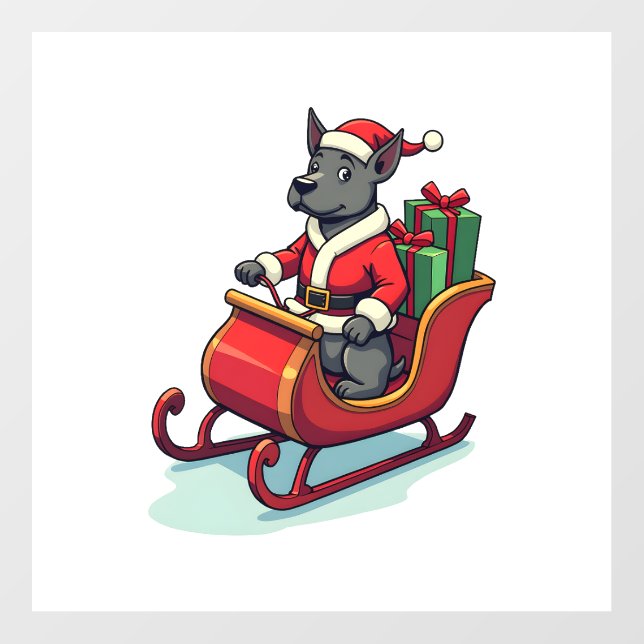 Pitbull Santa Ride Wall Decal (Front)