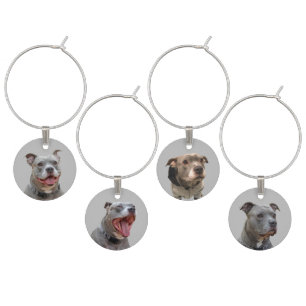 Pitbull Sarge Wine Glass Charms