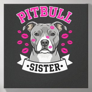 Pitbull Sister Dog Lover Vector Design Canvas Photo Tile