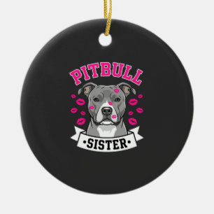 Pitbull Sister Dog Lover Vector Design Ceramic Ornament