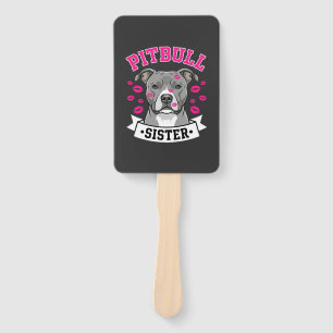 Pitbull Sister Dog Lover Vector Design Hand Fan
