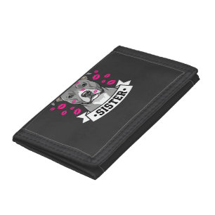 Pitbull Sister Dog Lover Vector Design Trifold Wallet