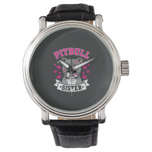 Pitbull Sister Dog Lover Vector Design Watch