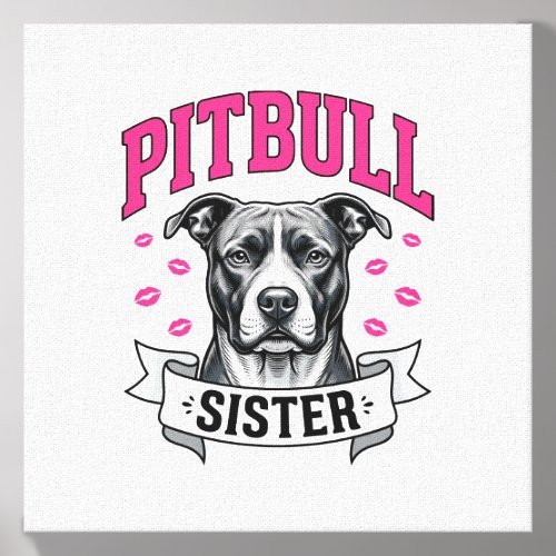 Pitbull Sister Vintage Dog Lover Vector Design_1 Canvas Photo Tile