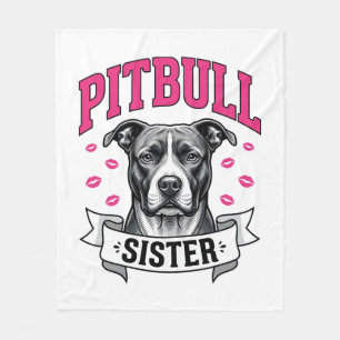 Pitbull Sister Vintage Dog Lover Vector Design_1 Fleece Blanket