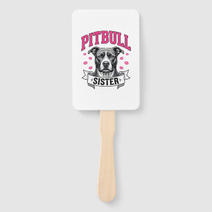 Pitbull Sister Vintage Dog Lover Vector Design_1 Hand Fan