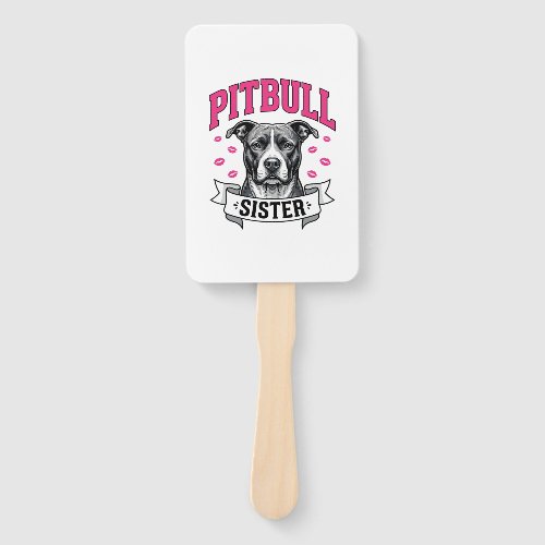 Pitbull Sister Vintage Dog Lover Vector Design_1 Hand Fan