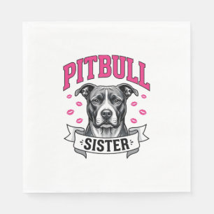 Pitbull Sister Vintage Dog Lover Vector Design_1 Napkins