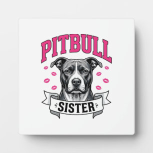 Pitbull Sister Vintage Dog Lover Vector Design_1 Plaque