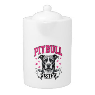 Pitbull Sister Vintage Dog Lover Vector Design_1 Teapot