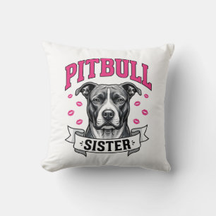 Pitbull Sister Vintage Dog Lover Vector Design_1 Throw Pillow