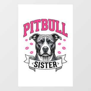 Pitbull Sister Vintage Dog Lover Vector Design_1 Window Cling