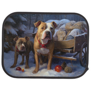 Pitbull Snowy Sleigh Christmas Decor Car Floor Mat