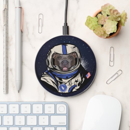 Pitbull Space Engineer Planet Galaxy Moon Landing Wireless Charger