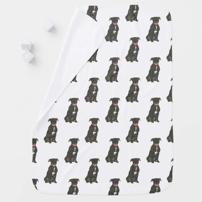 Pitbull Staffy (Black) Baby Blanket (In Situ)
