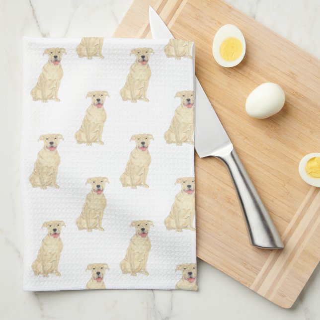 Pitbull Staffy (Fawn Tan) Kitchen Towel (Quarter Fold)