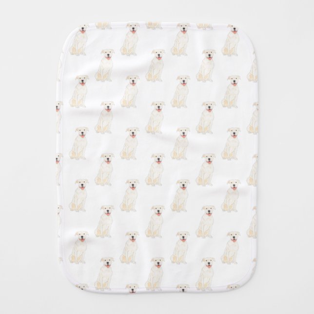 Pitbull Staffy (White) Baby Burp Cloth (Front)