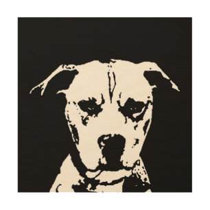 Pitbull Stencil Wood 12"x12" Wall Art