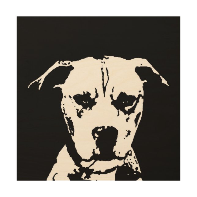 Pitbull Stencil Wood 12"x12" Wall Art (Front)
