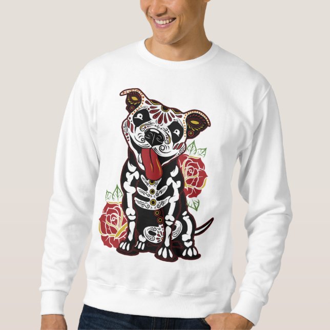 Pitbull Sugar Skull for Women Men Pitbull Mom Dad Sweatshirt (Front)