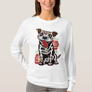Pitbull Sugar Skull for Women Men Pitbull Mom Dad T-Shirt