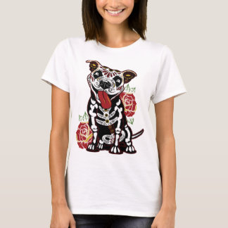 Pitbull Sugar Skull for Women Men Pitbull Mom Dad T-Shirt