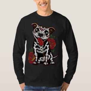 Pitbull Sugar Skull for Women Men Pitbull Mom Dad T-Shirt