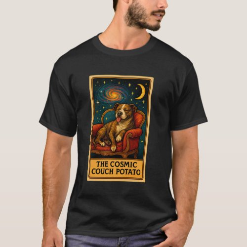 Pitbull Tarot Card The Couch Potato Hilarious Pit  T-Shirt