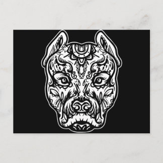 Pitbull Tattoo Art Dog Breed Skull Piston Dtg Pitb Postcard