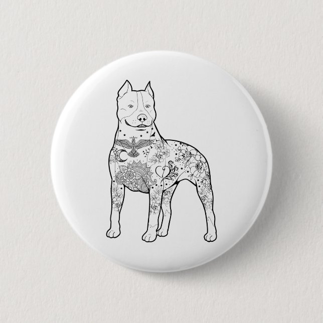 Pitbull Tattoos Design Dog Trainer Cool Pitbulls A Button (Front)