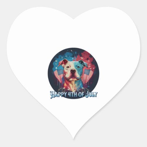 Pitbull Terrier _ Happy 4th of July Heart Sticker