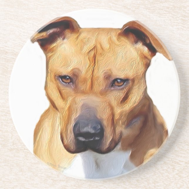 Pitbull Terrier Sandstone Coaster (Front)